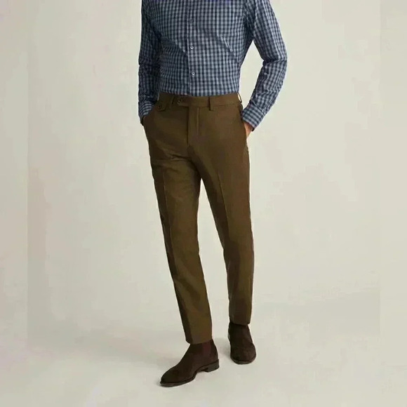 NWOT BONOBOS Mens Brown Italian Wool Suit Pants 32x34 - Picture 1 of 6
